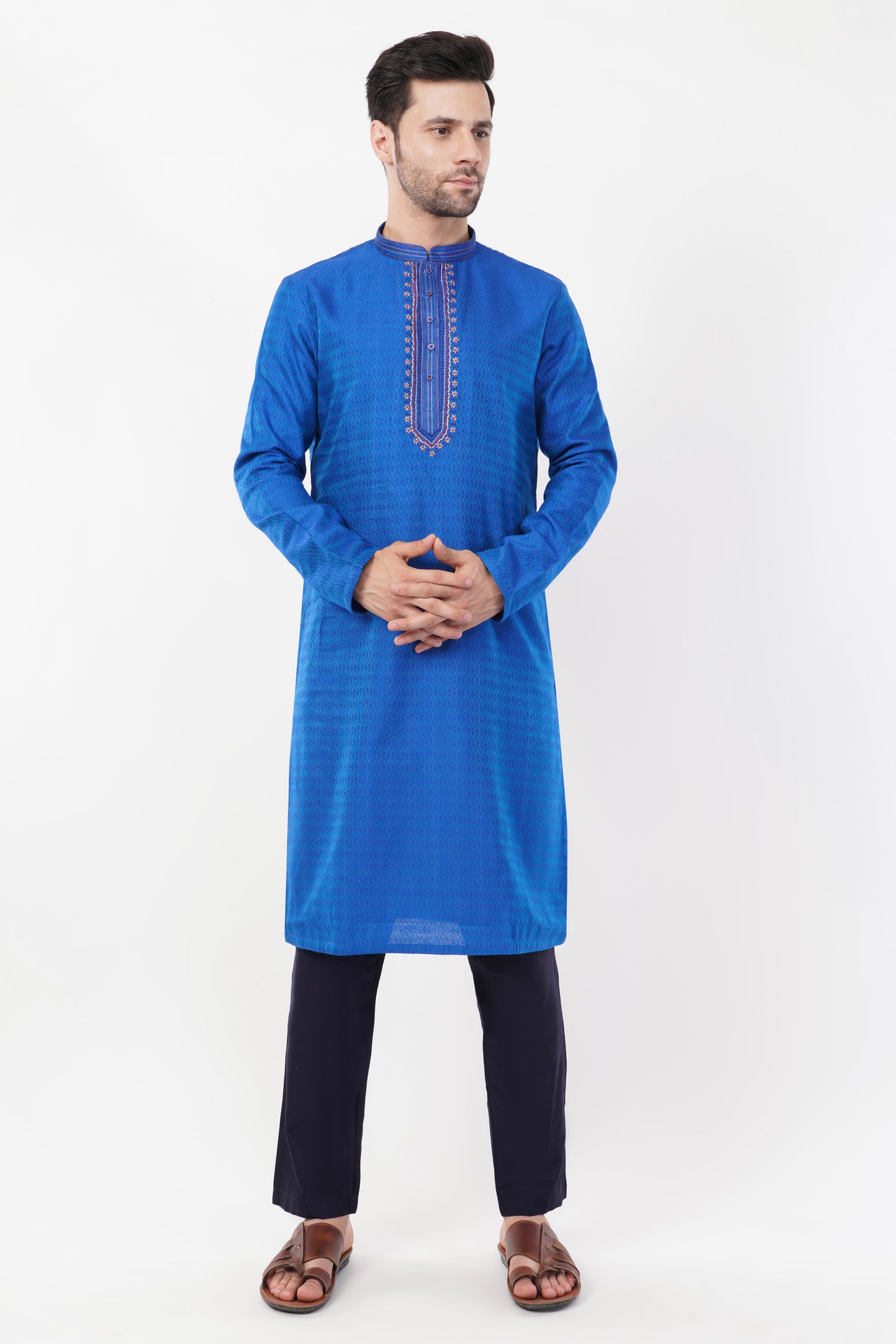 Royal Blue Reyon Blend Kurta Set