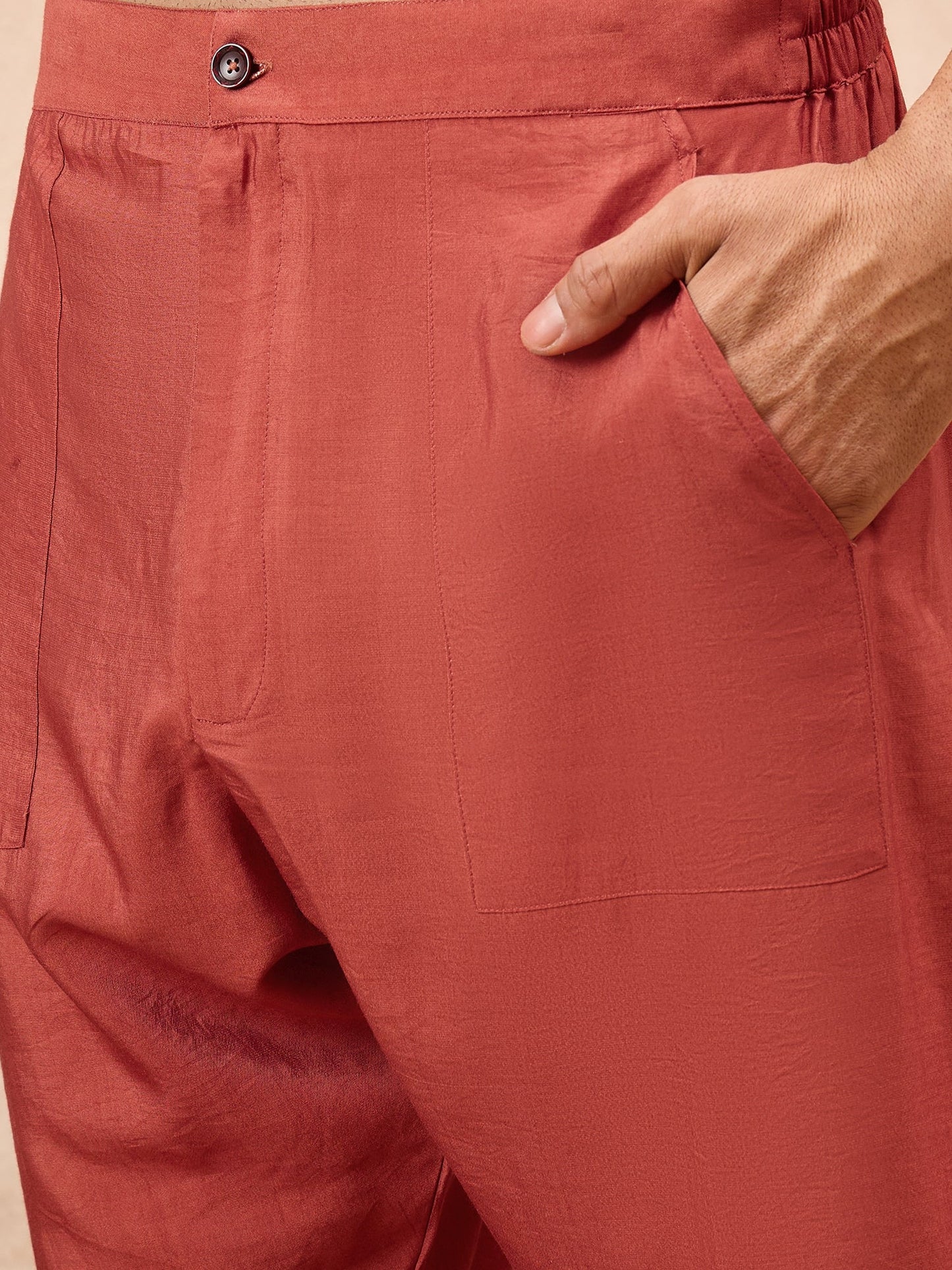 Rust Kurta Waistcoat Set