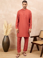 Rust Kurta Waistcoat Set