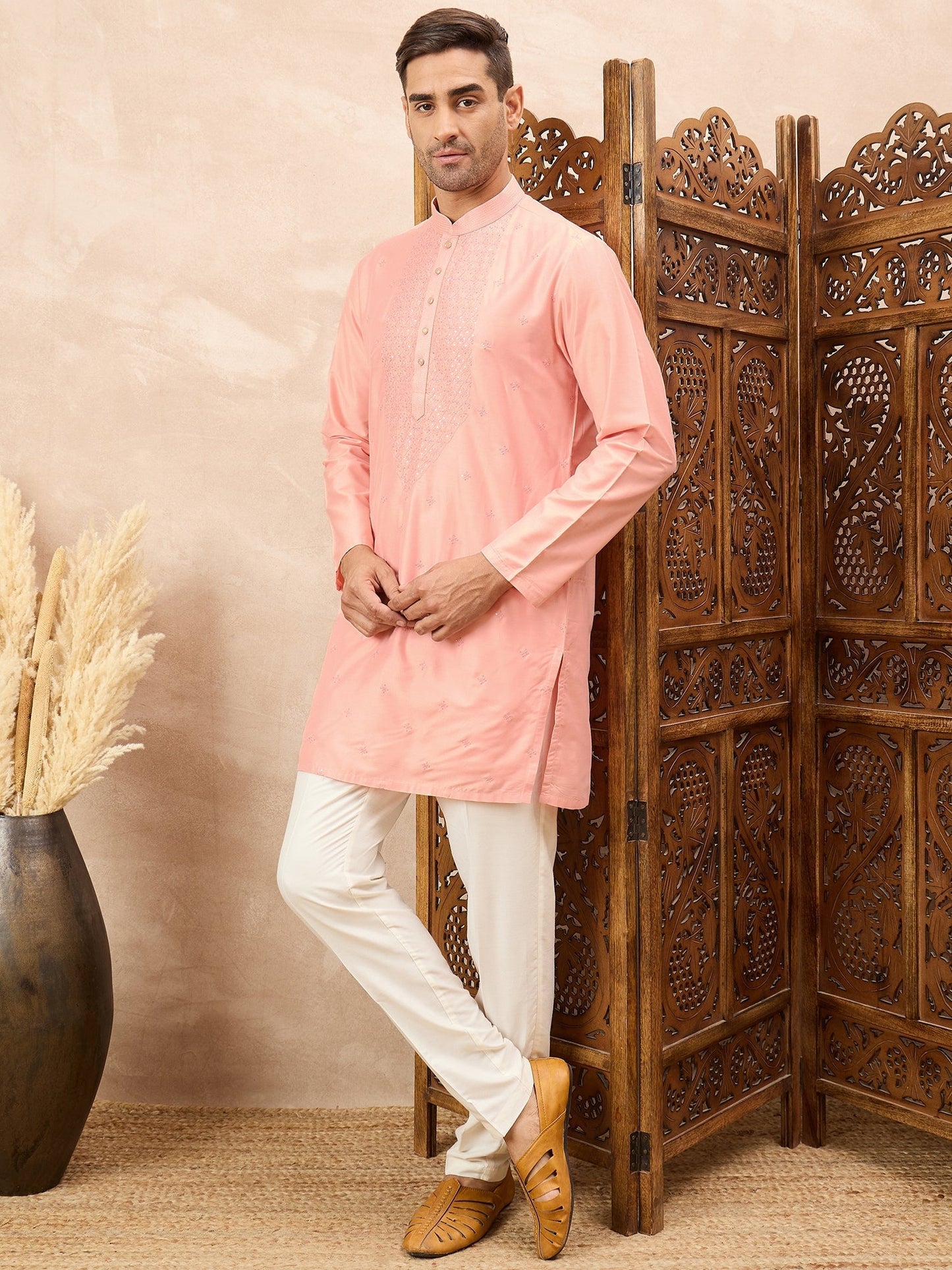 Peach Kurta Pyjama Set