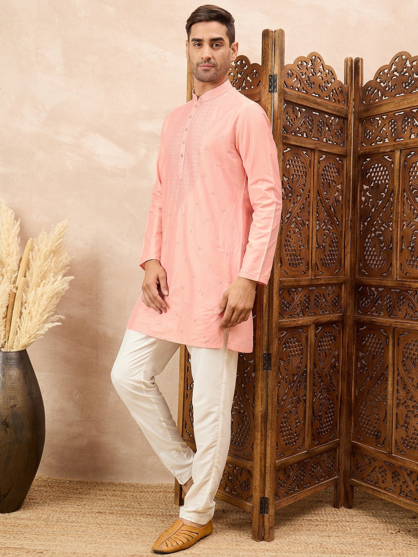 Peach Kurta Pyjama Set