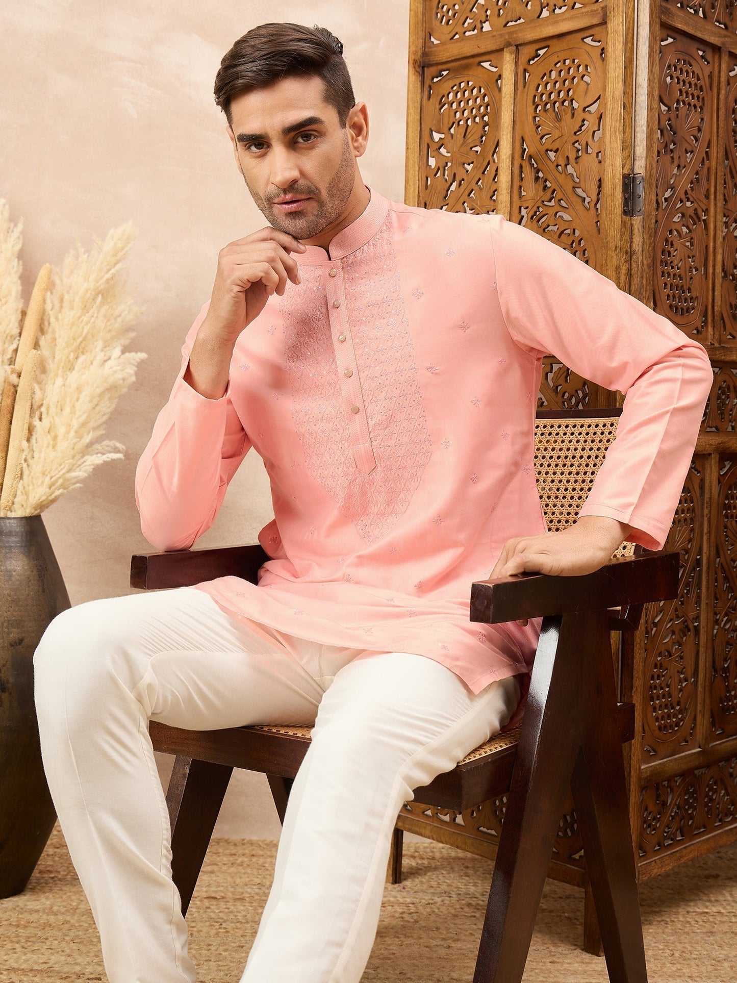 Peach Kurta Pyjama Set