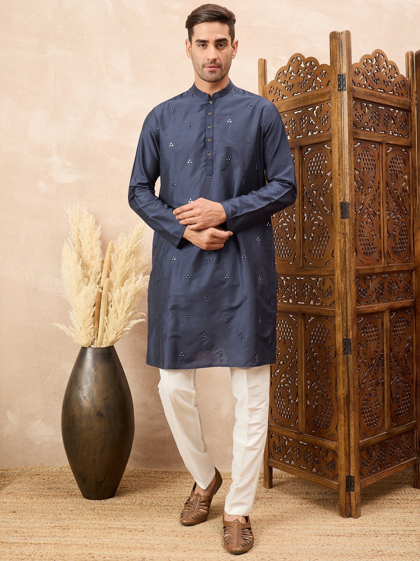 Navy Blue Kurta Pyjama Set