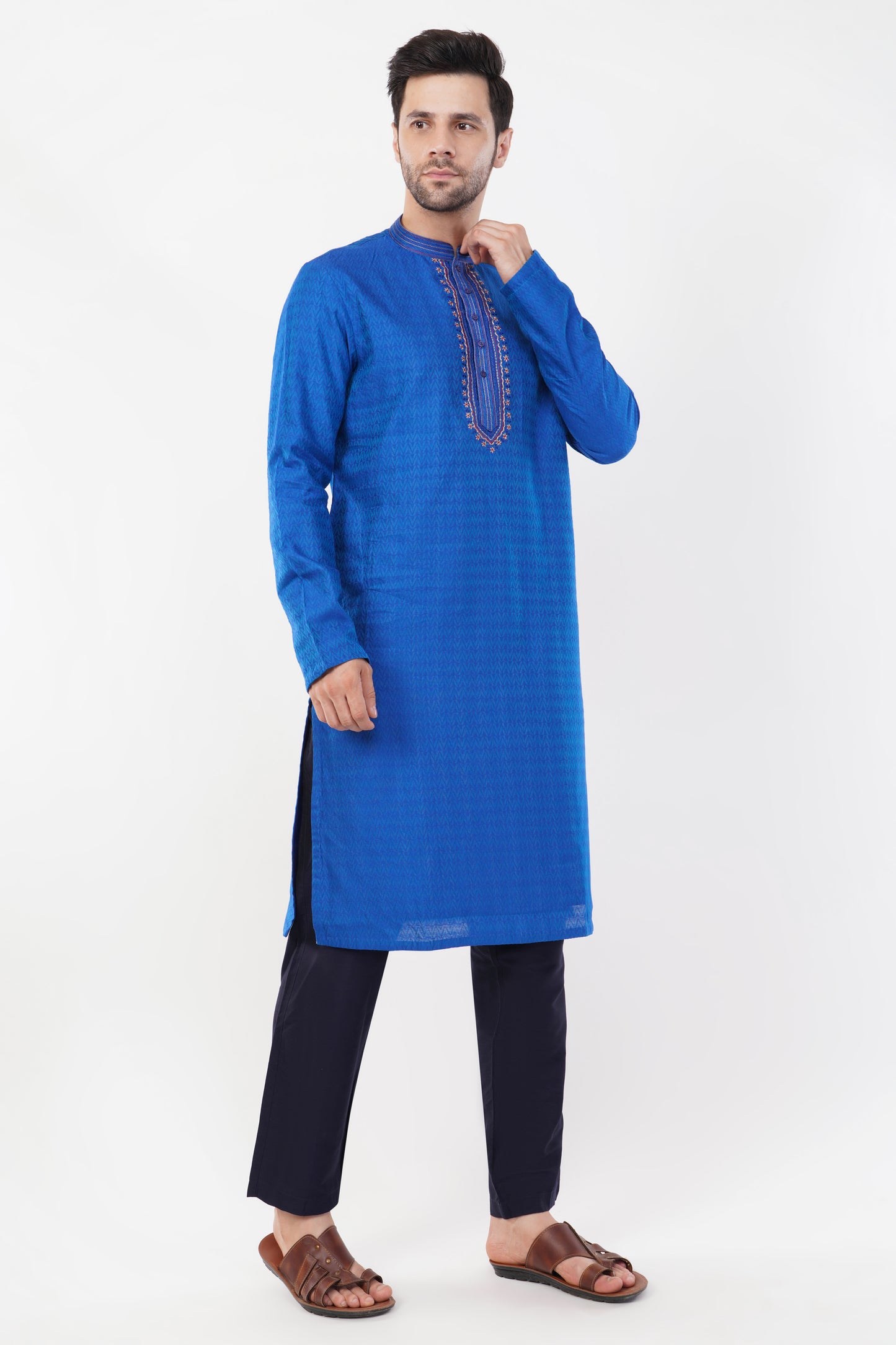 Royal Blue Reyon Blend Kurta Set