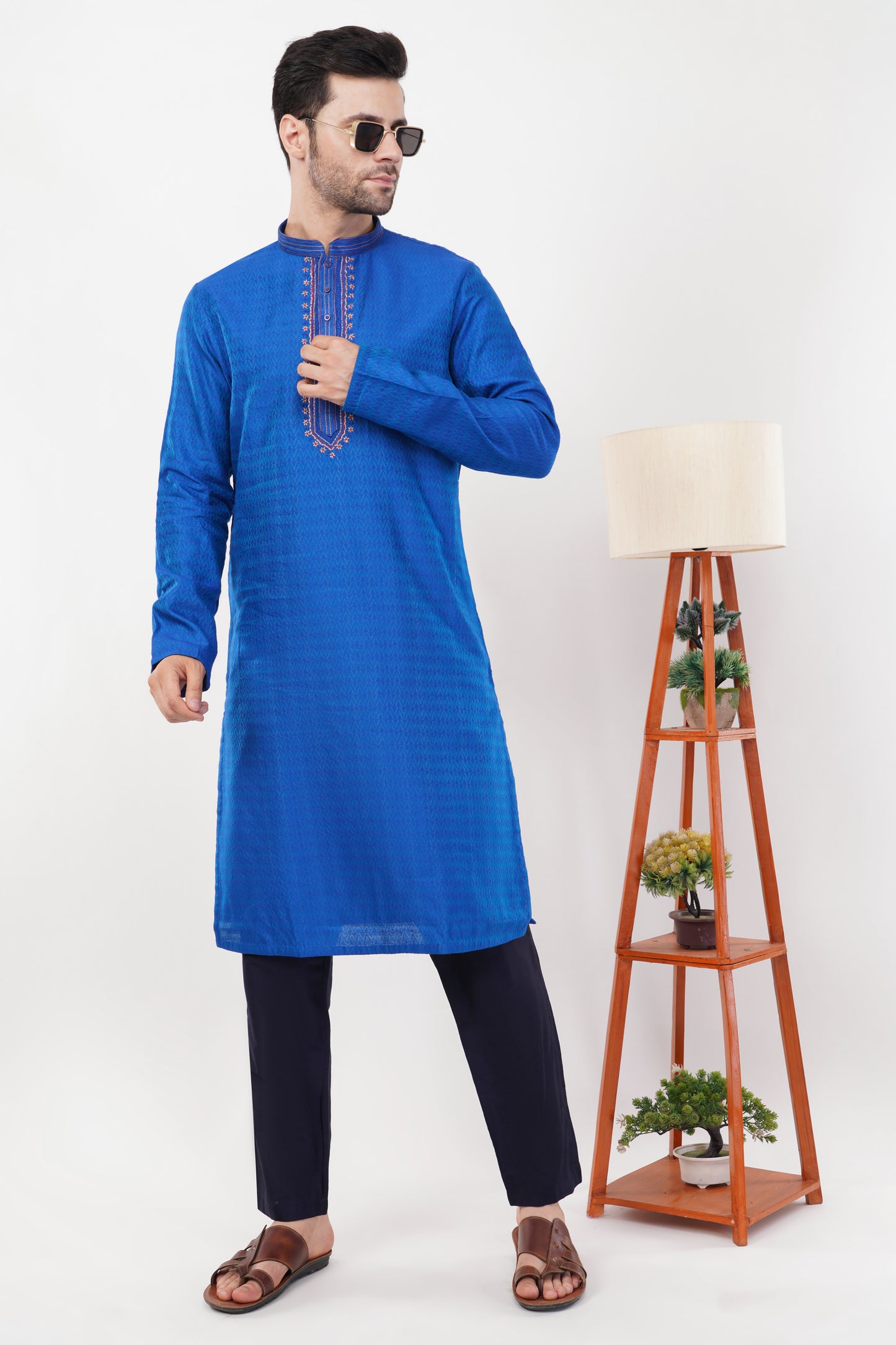 Royal Blue Reyon Blend Kurta Set