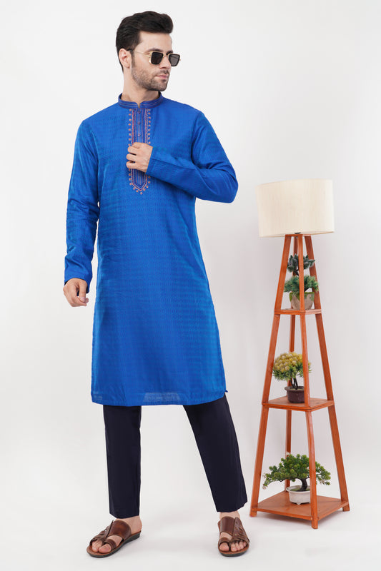Royal Blue Reyon Blend Kurta Set