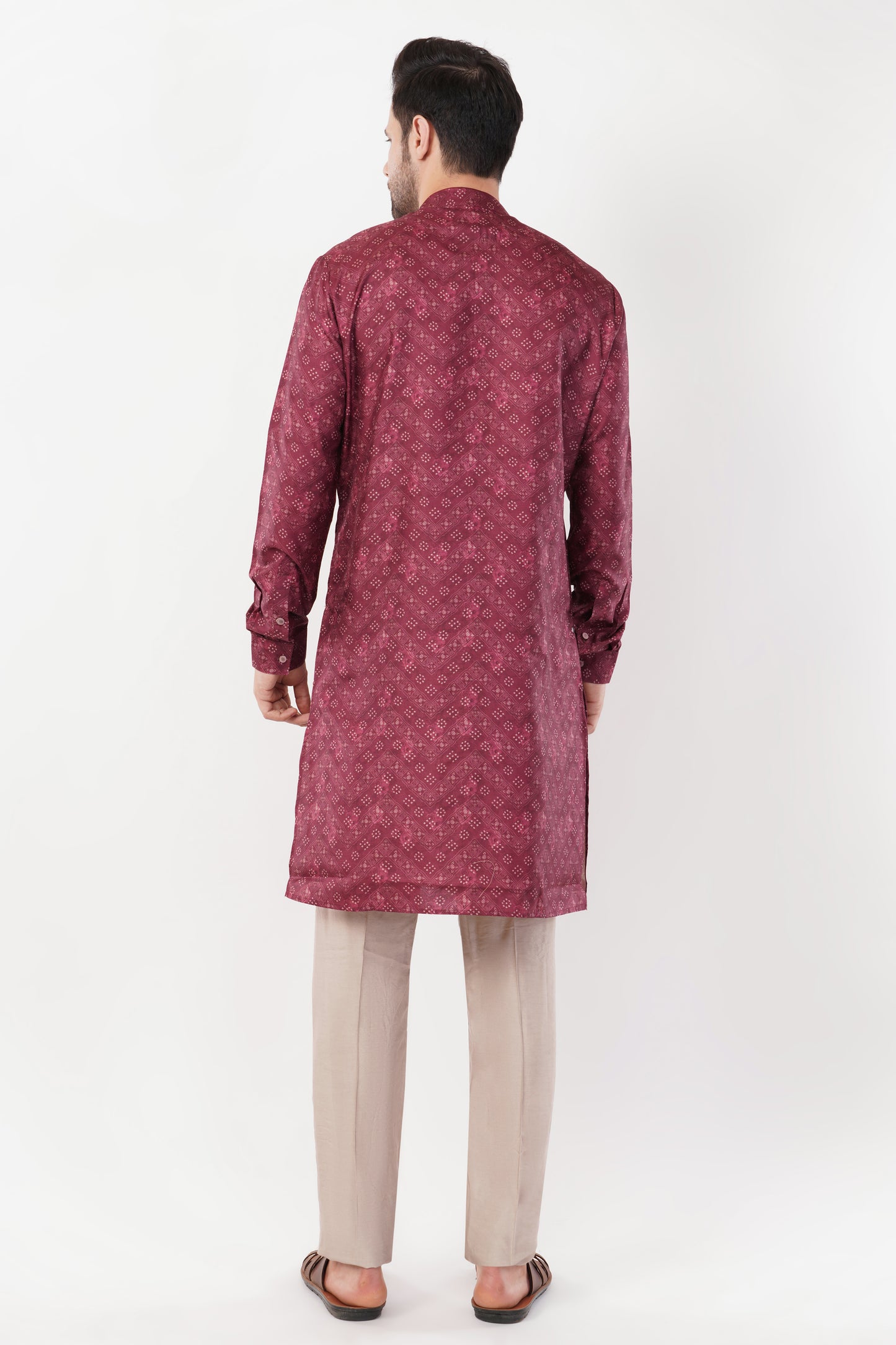 Maroon Printed Cotton Classic Design Kurta Set