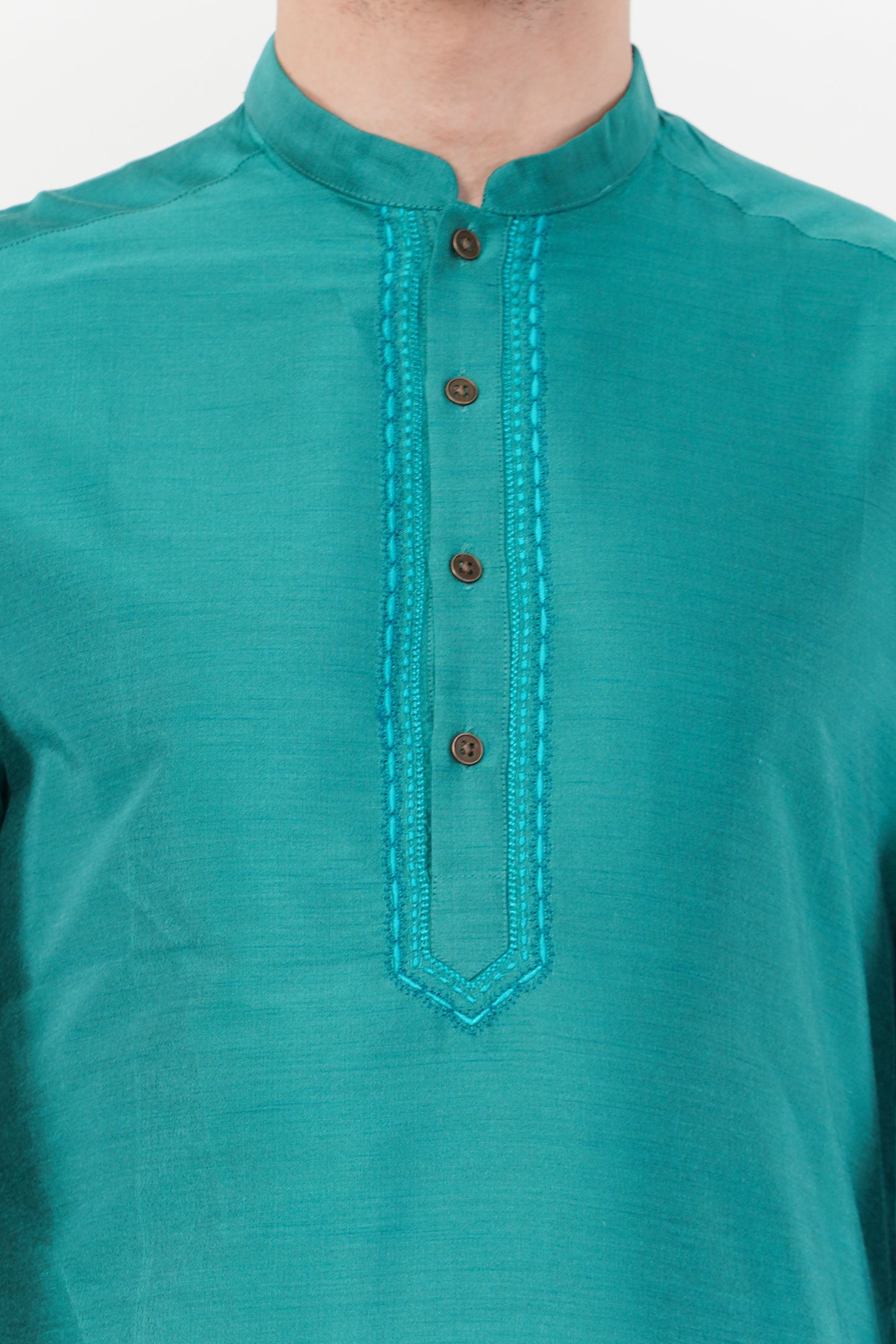 Teal Green Rayon Blend Subtle Embroidered Kurta Set